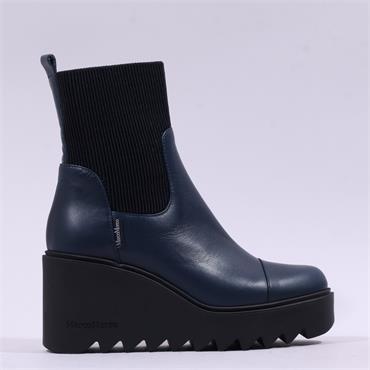 Marco Moreo Liege Stretch Cuff Wedgeboot - Navy Leather